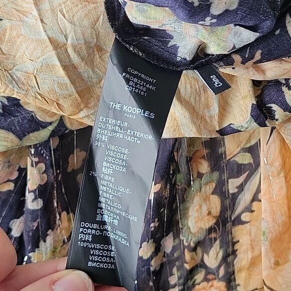 The Kooples BLACK AND ORANGE LONG PRINTED DRESS - Picture 7 of 7